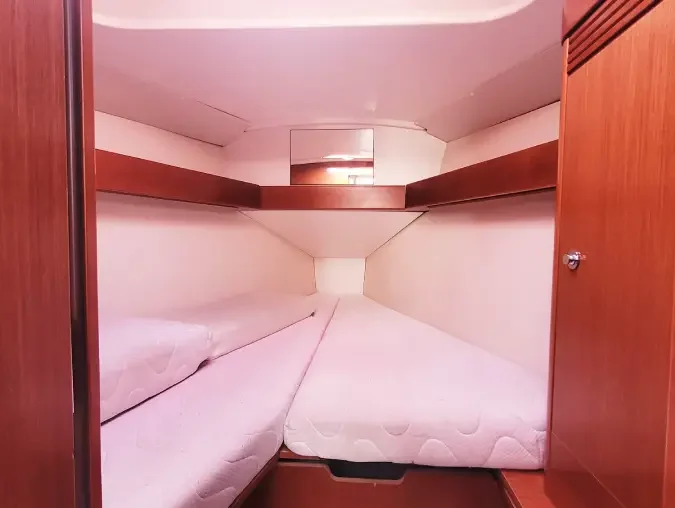 Forward cabins of an Oceanis 31DL sailboat.