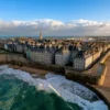 drone view of inner city for boat rental saint malo